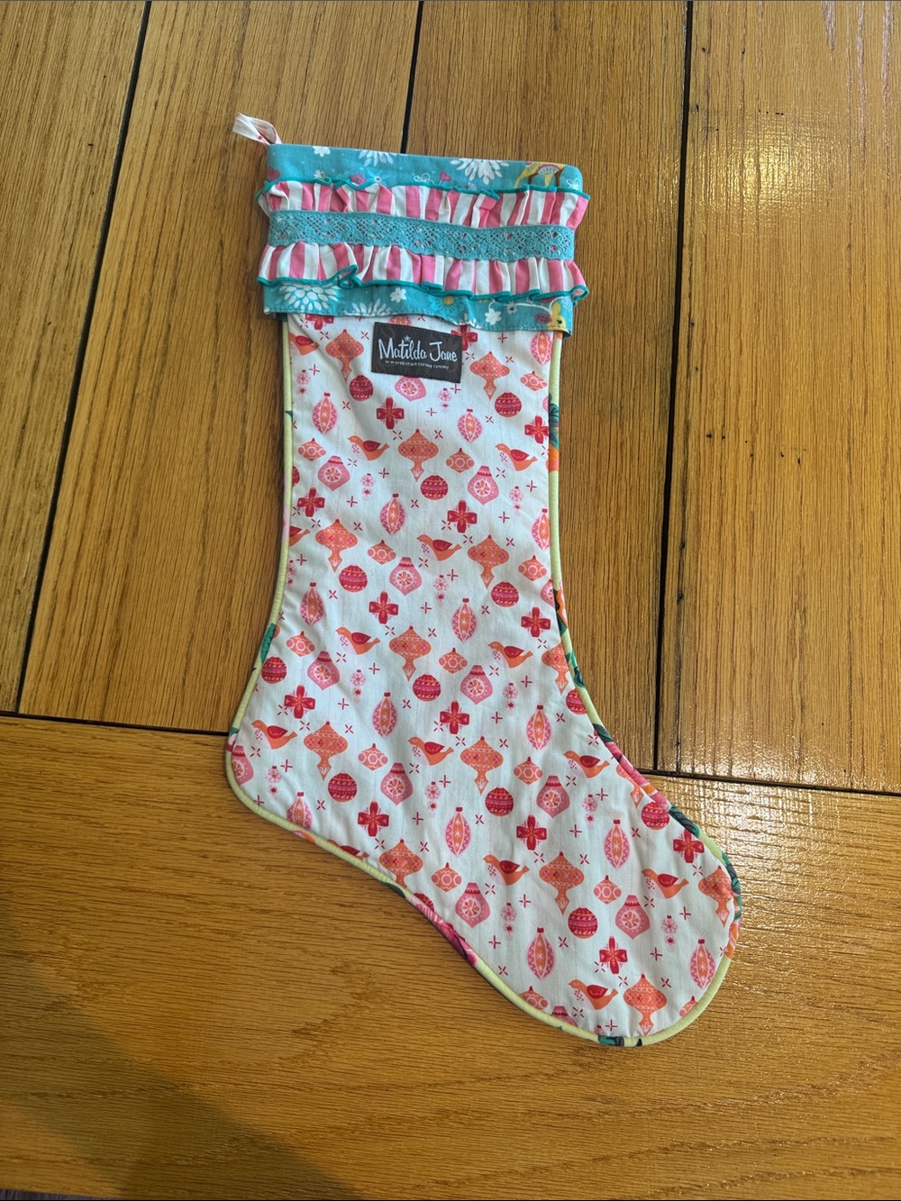 Matilda Jane Pink & Teal Ruffle Holiday Stocking